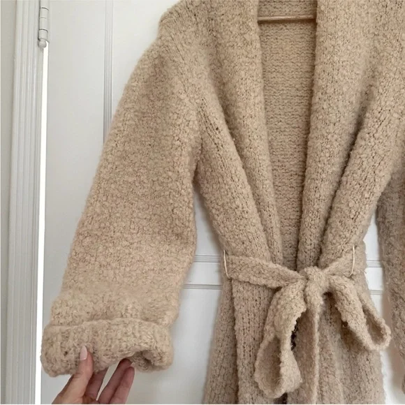 A.L.C. Nude Wool Nubby Boucle Knit Wrap Coat - Picture 4 of 11